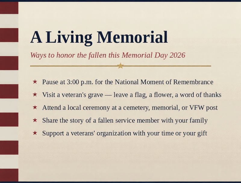 Memorial Day 2026: 250 Years Of The Last Full Measure 1 A Living Memorial — five practical ways to honor the fallen this Memorial Day 2026